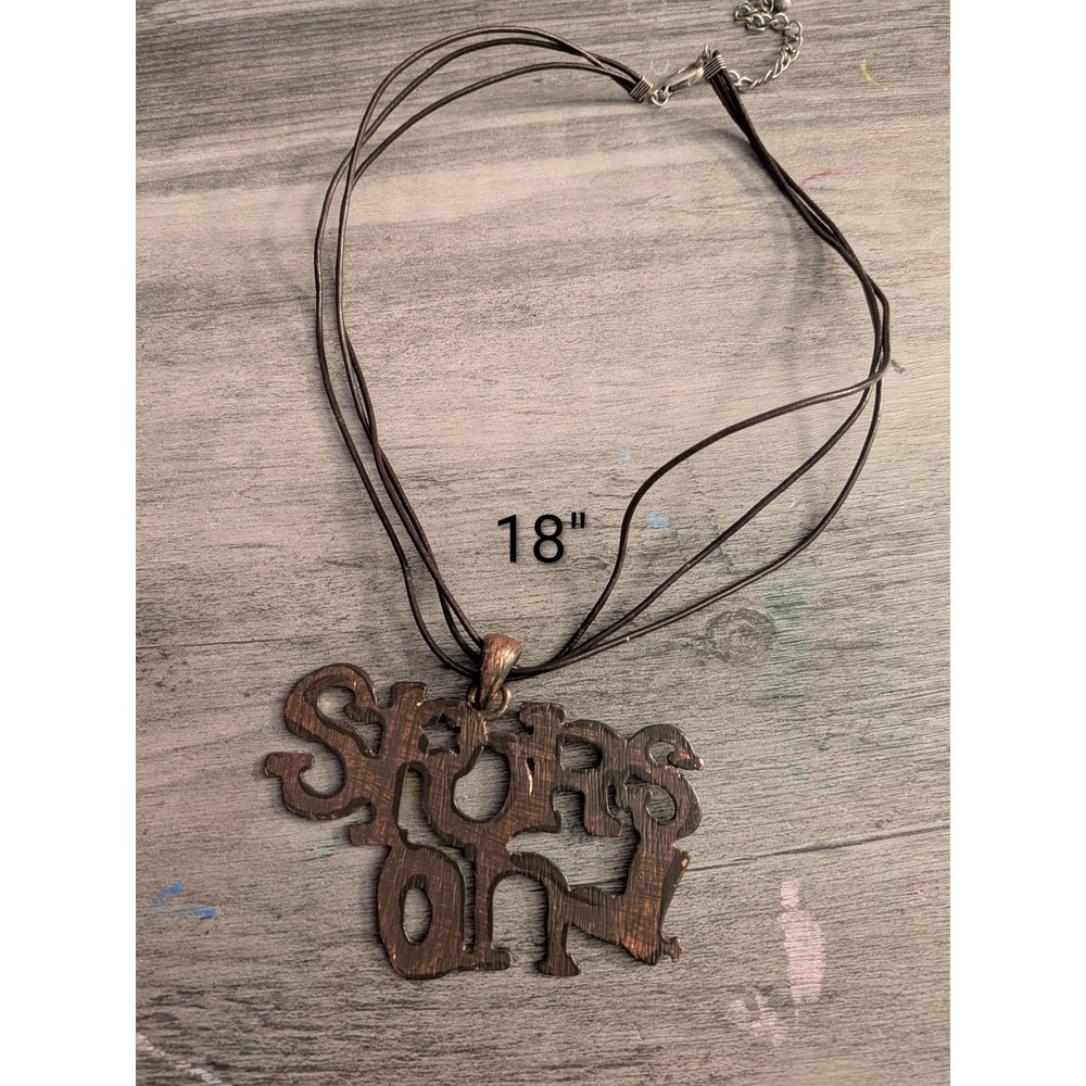 Shine On Copper Tone Pendant Necklace Multi Strand Cord 18 Inch Boho Statement‎